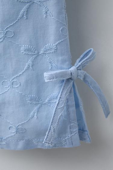 PANTALON LACETS BRODÉS - Bleu ciel de Zara - Image 2