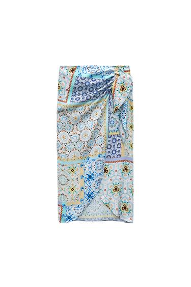 PATCHWORK PRINT PAREO SKIRT