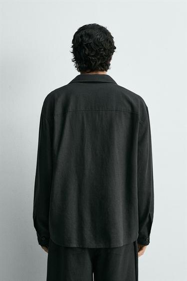 CHEMISE RELAXED FIT LIN ET VISCOSE - Noir de Zara - Image 2