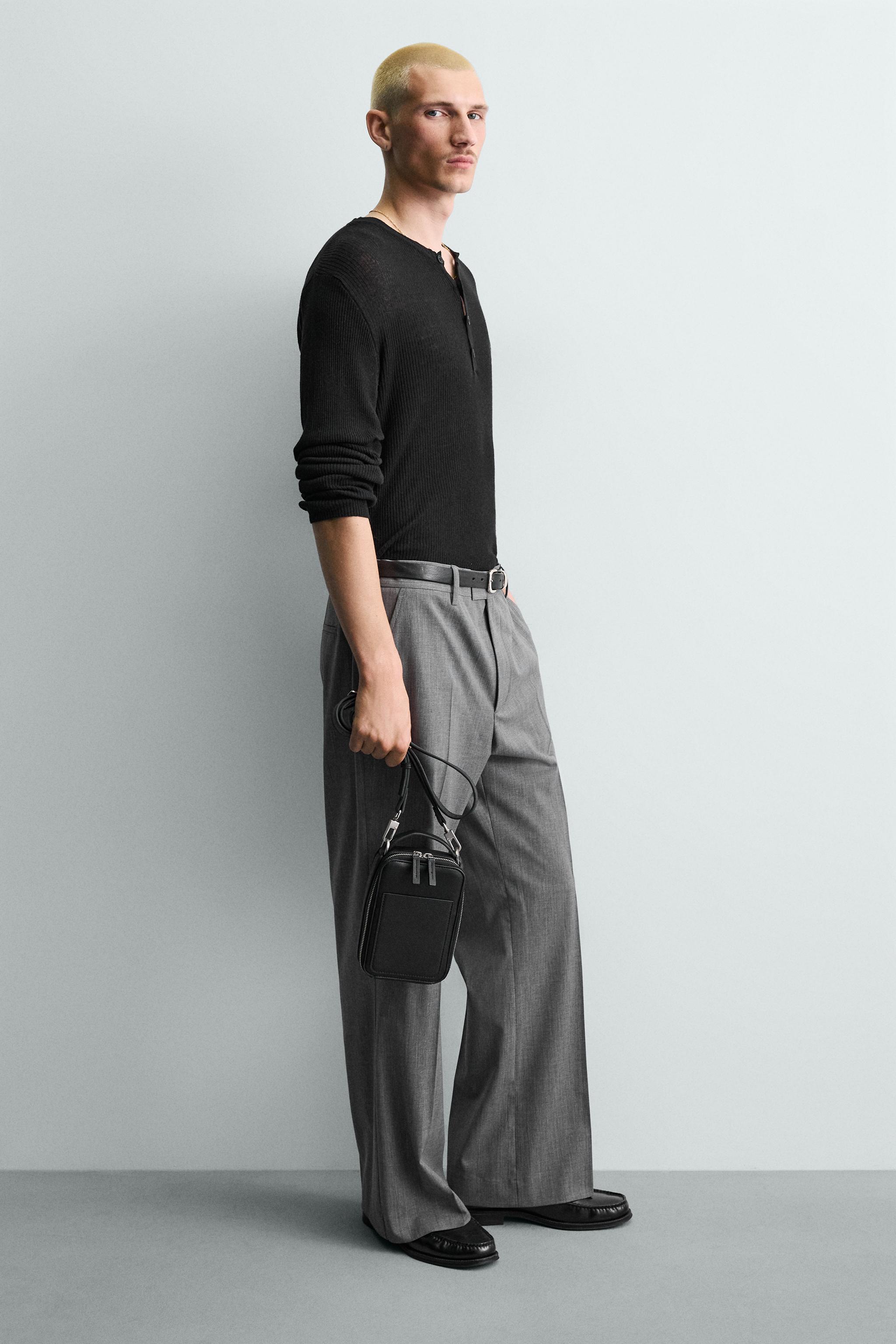 テクスチャー入りバーティカルクロスボディバッグ - ブラック | ZARA