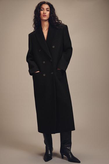 ABRIGO MEZCLA LANA ZW COLLECTION LIMITED EDITION - Negro de Zara