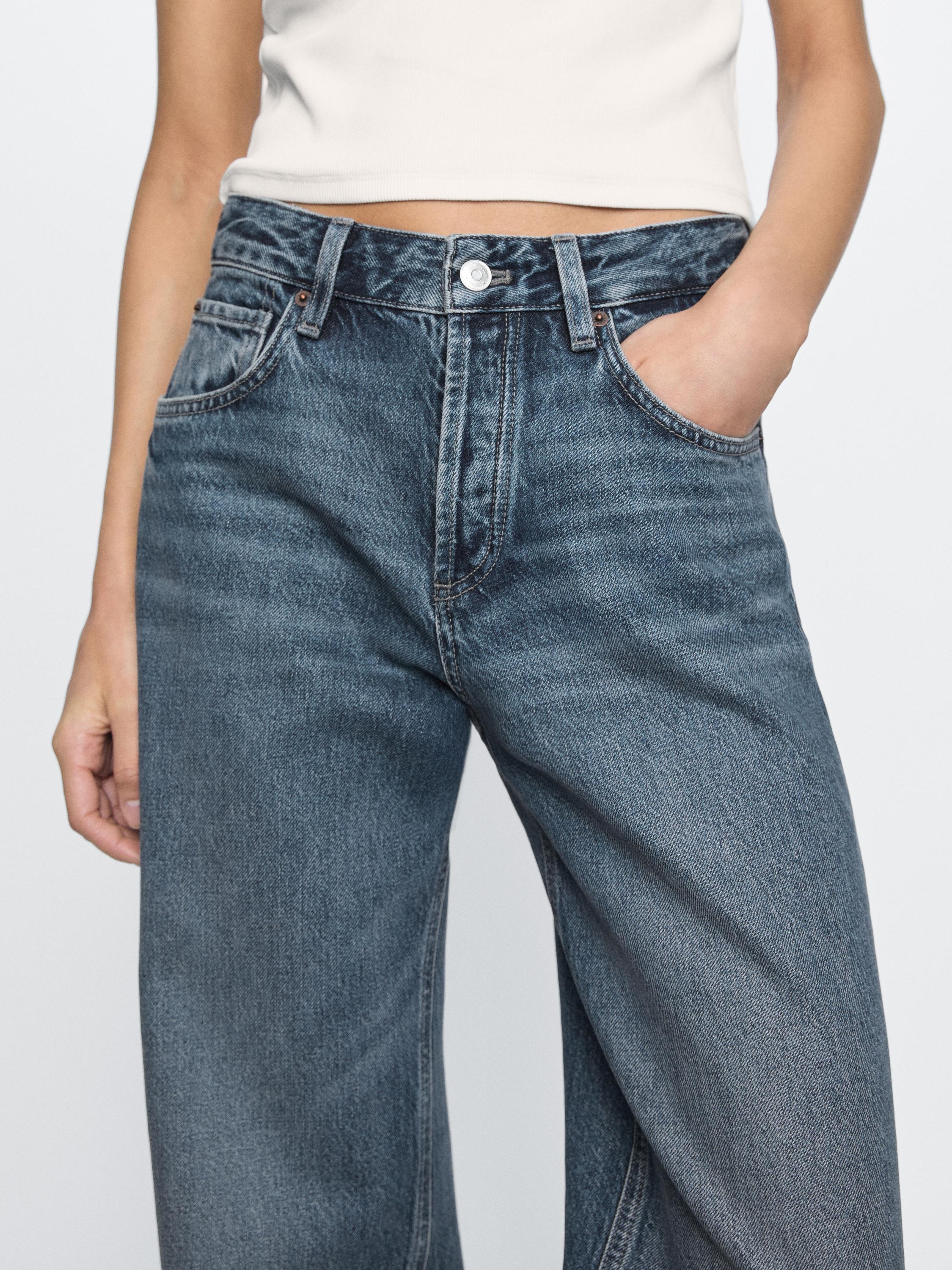 Mid-waist wide-leg jeans - Gray / Natural | ZARA United States