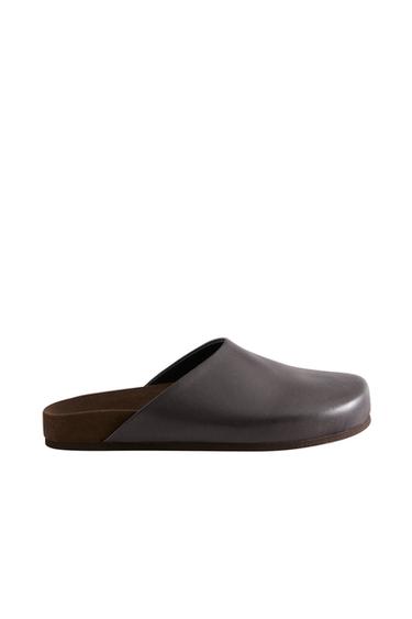 MINIMALIST LEATHER CLOGS - Burgundy Red by Zara