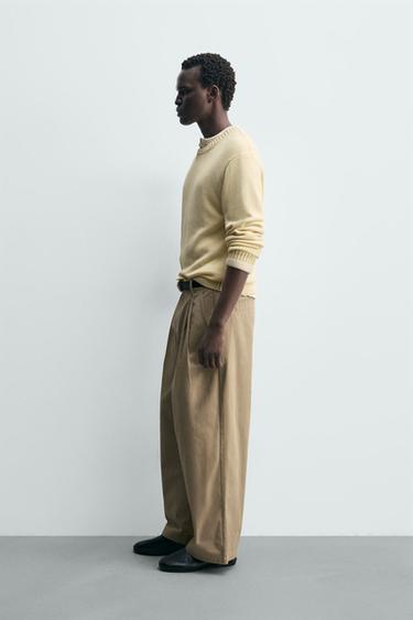 PANTALON CHINO COUPE LARGE - Marron clair de Zara - Image 3