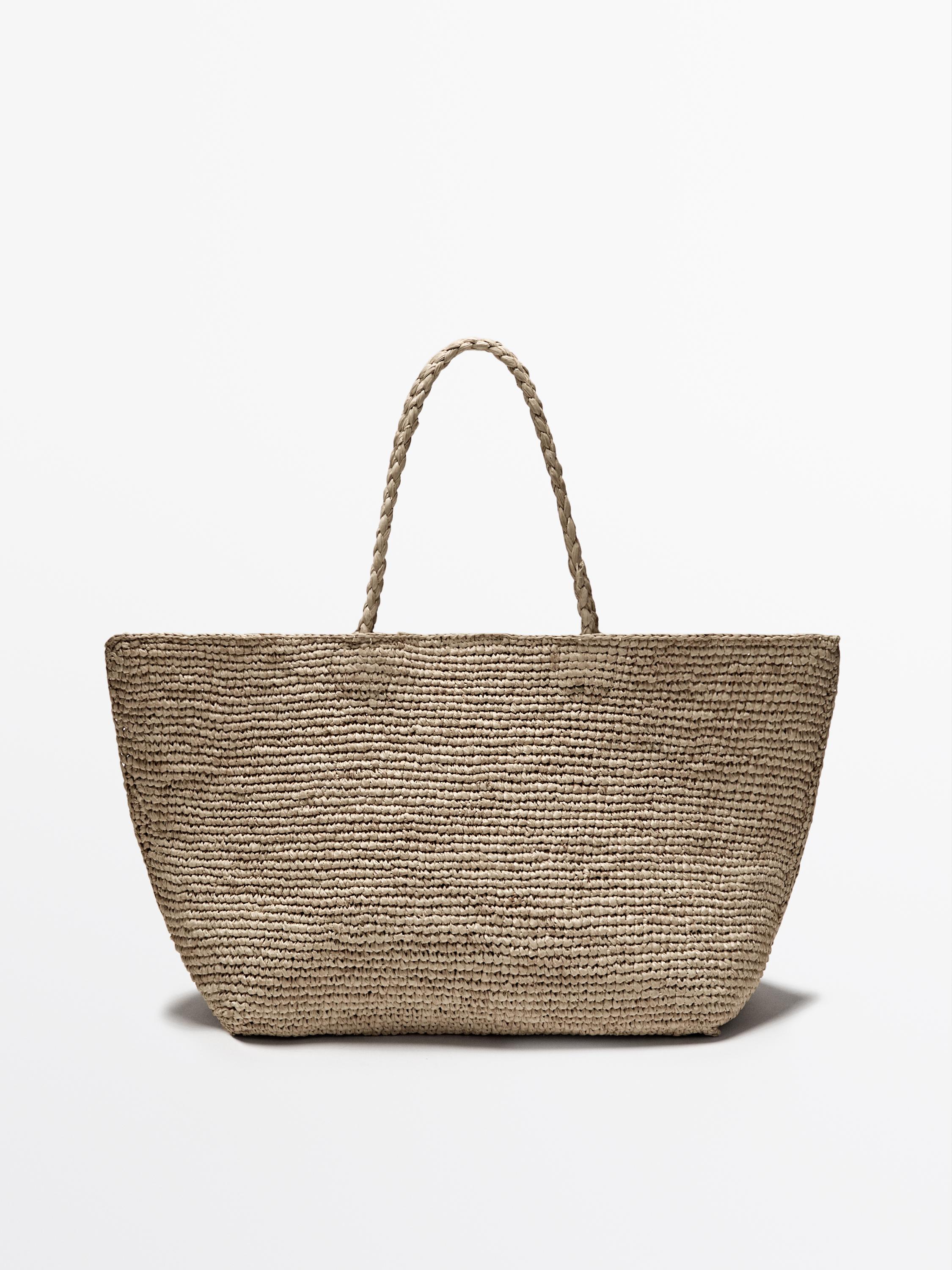 Natural raffia shopper bag