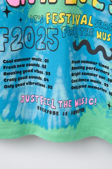 TIE-DYE SLOGAN T-SHIRT - Multicoloured by Zara - Image 3