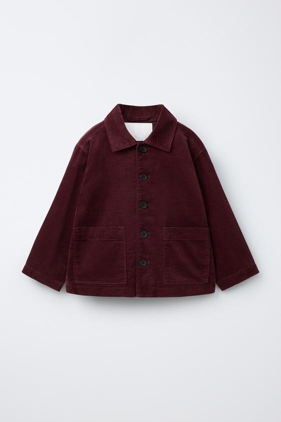 VELVET TEXTURE OVERSHIRT - Burgundy by Zara - Image 0