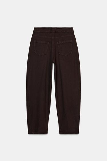 PANTALON BALLOON À PINCES - Marron de Zara - Image 6
