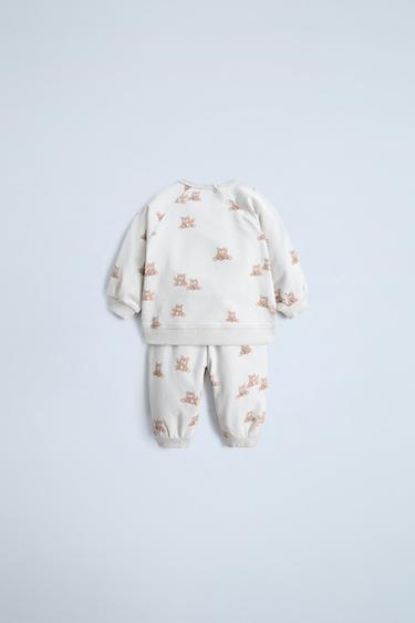 PRINTED SWEATSHIRT AND TROUSERS SET - Light grey by Zara - Image 1
