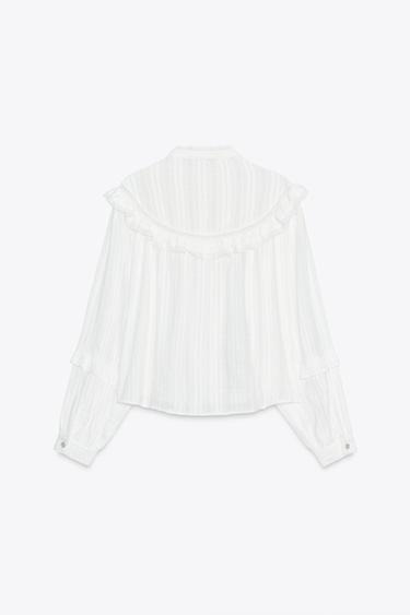 BLOUSE ENTRE-DEUX VOLANTS - Blanc de Zara - Image 5