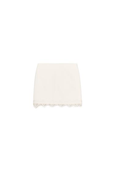 SKORT WITH LACE HEM - Ecru by Zara