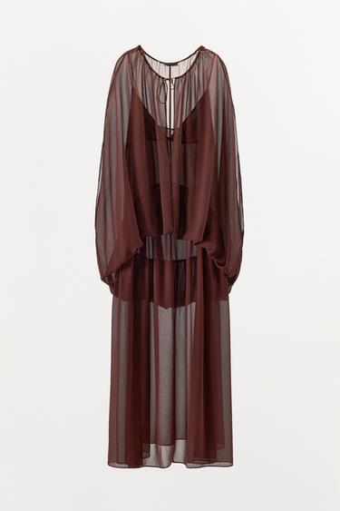 FLOWING MAXI DRESS - Brown by Zara - Image 4