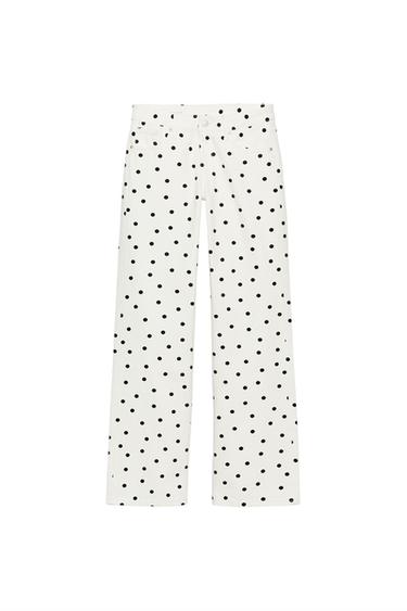 Zara TRF LOW RISE WIDE LEG POLKA DOT JEANS - only one