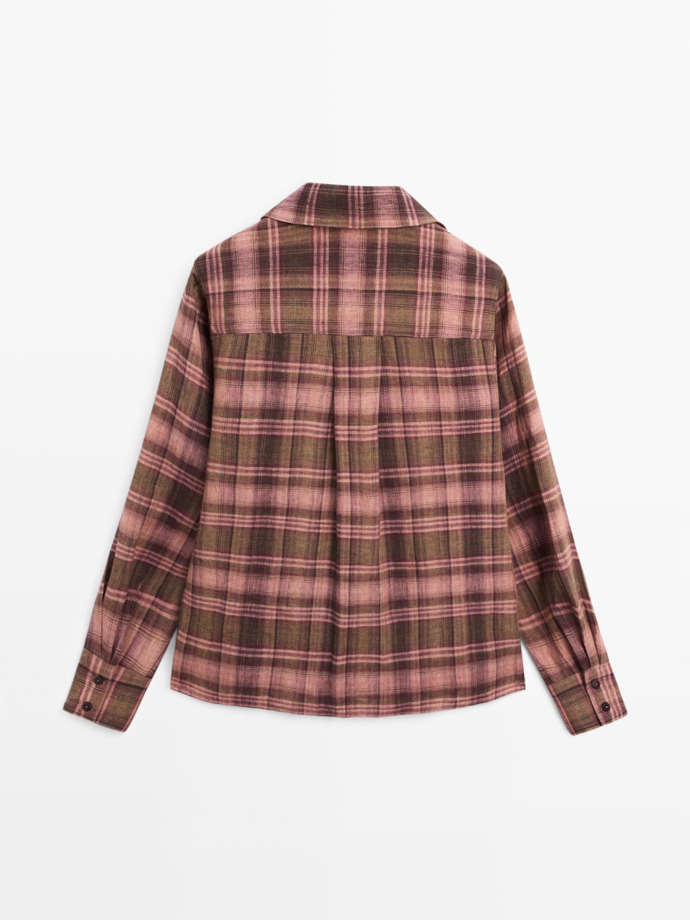 Flowing 100% linen check shirt