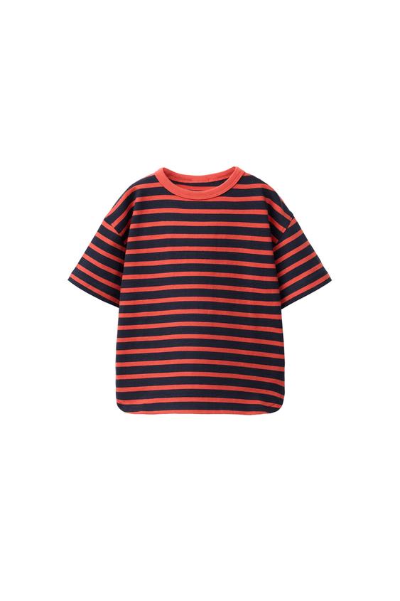Zara STRIPED PRINT T-SHIRT - Cherry red - Image 0