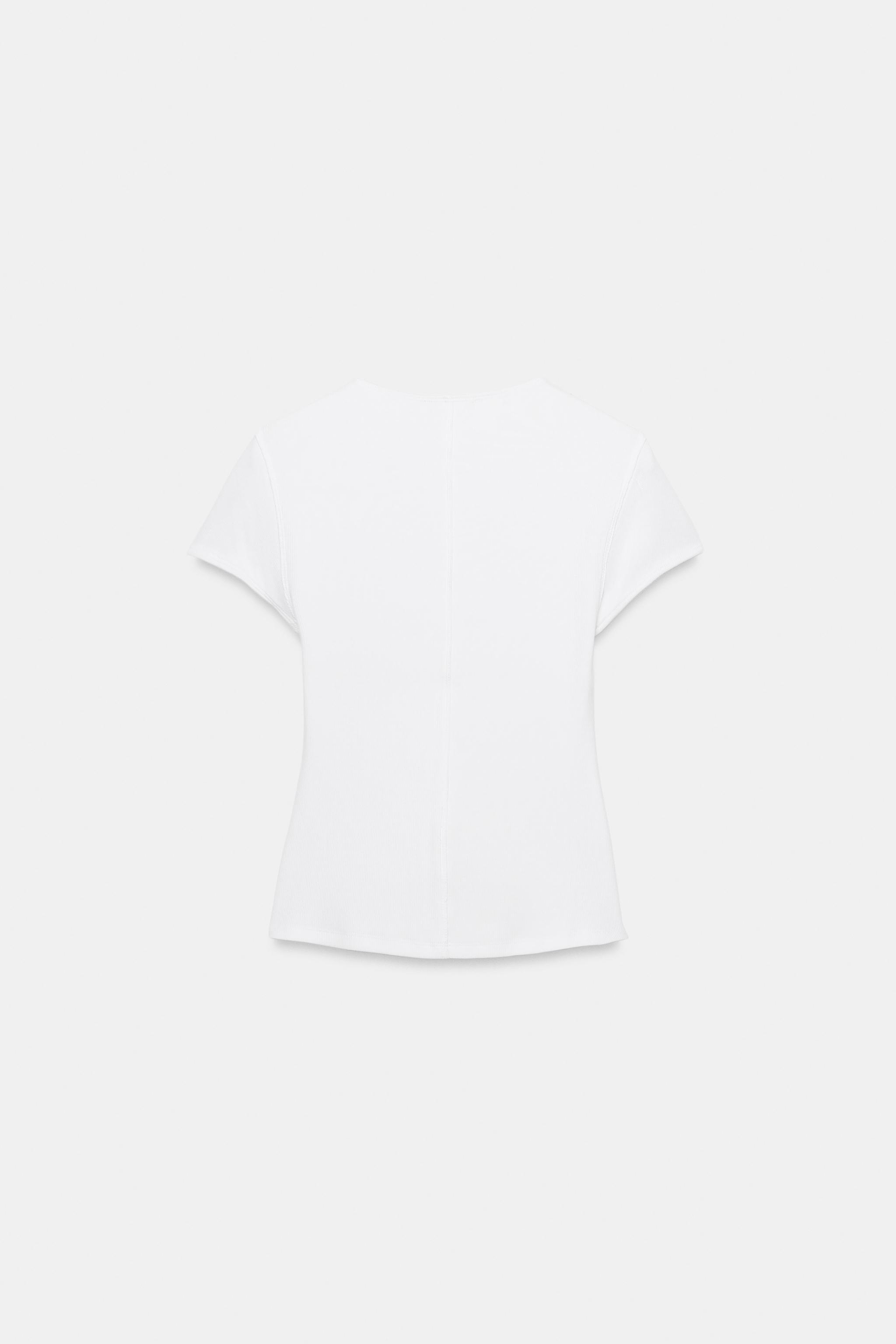 Zara FİTİLLİ DÜĞMELİ T-SHIRT görsel 5