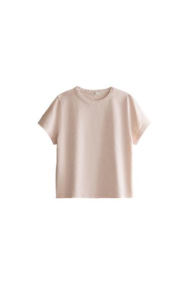 Zara SHORT-SLEEVE COTTON T-SHIRT - 粉紅色