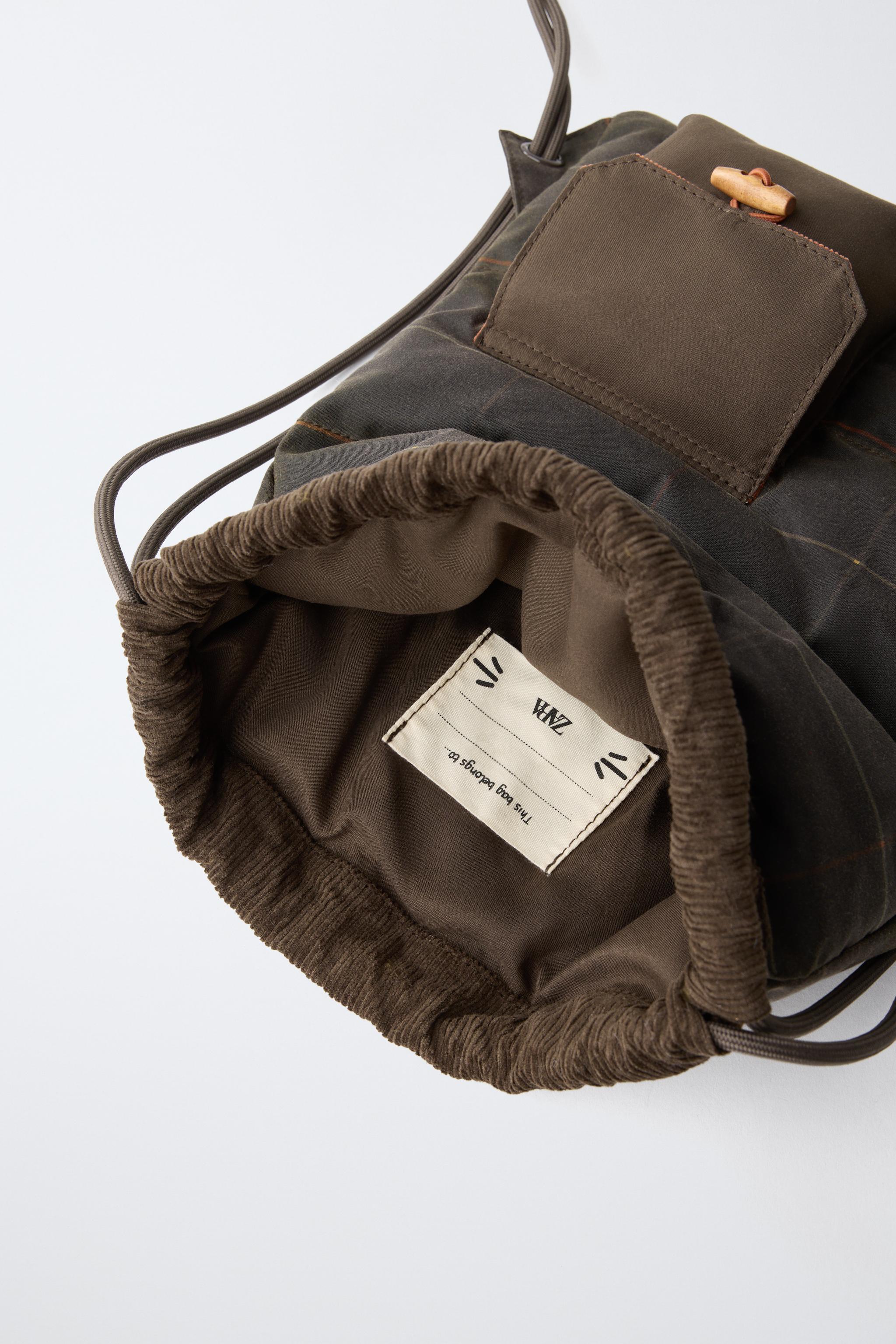 ZARA TIMELESS - CHECK PRINT SACK BACKPACK