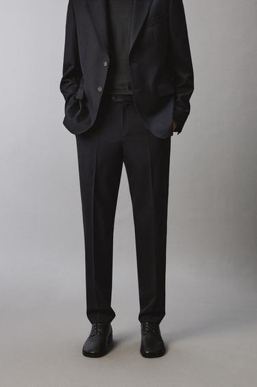 Zara 100% 羊毛西裝長褲 - 海藍色