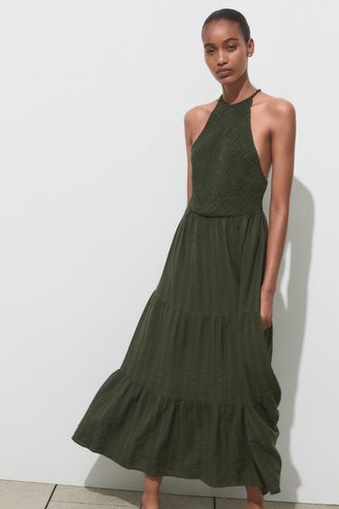 ROBE HALTER BRETELLES FANTAISIE - Kaki de Zara - Image 1