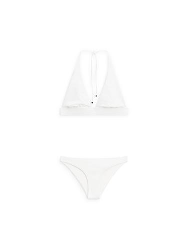 Zara Textured triangle bikini top - Oyster-white