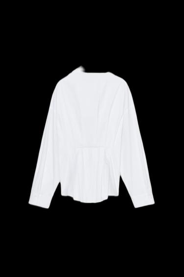 CAMISA POPELÍN PLIEGUES - Blanco de Zara