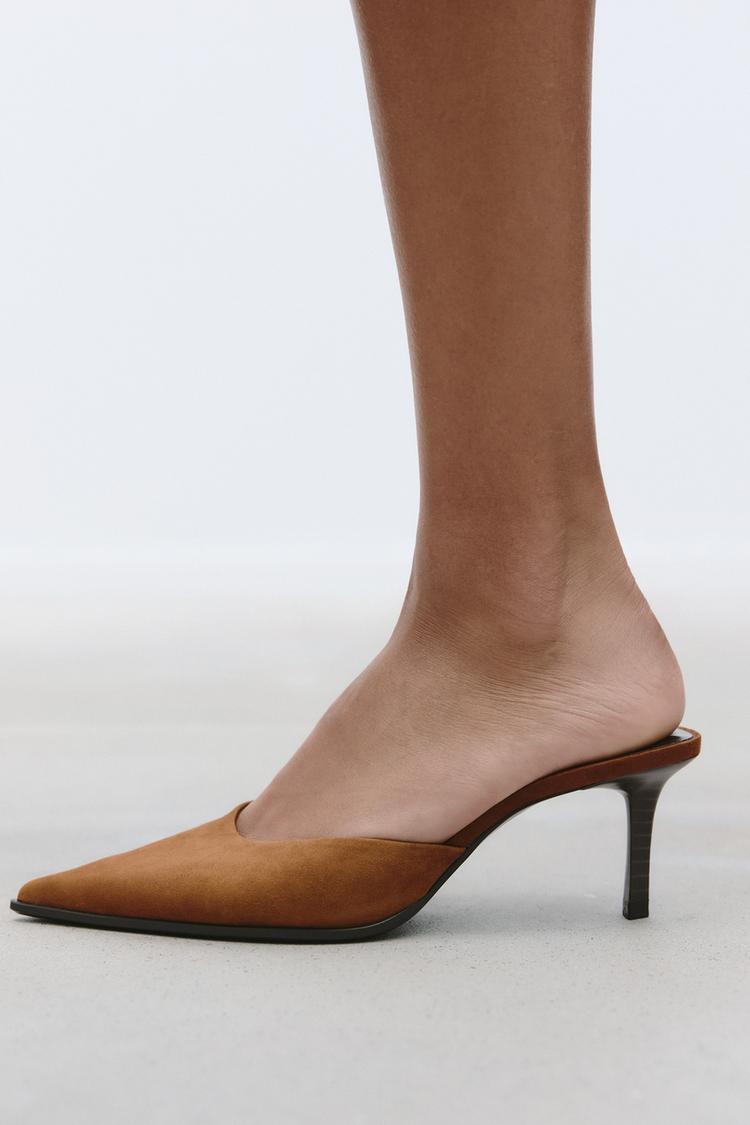 SLINGBACK SUEDE MULES Dark tan ZARA Australia
