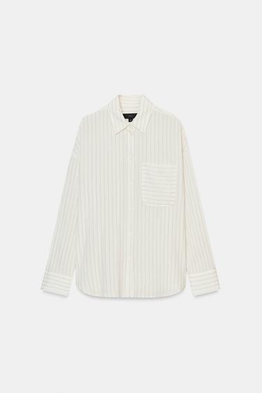 ZW 컬렉션 스트라이프 플루이드 셔츠 - Zara 크림