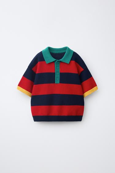 POLO PUNTO RAYAS - rojo/marino de Zara