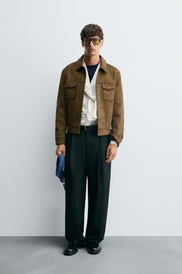 FAUX SUEDE REGULAR FIT JACKET - camel by Zara