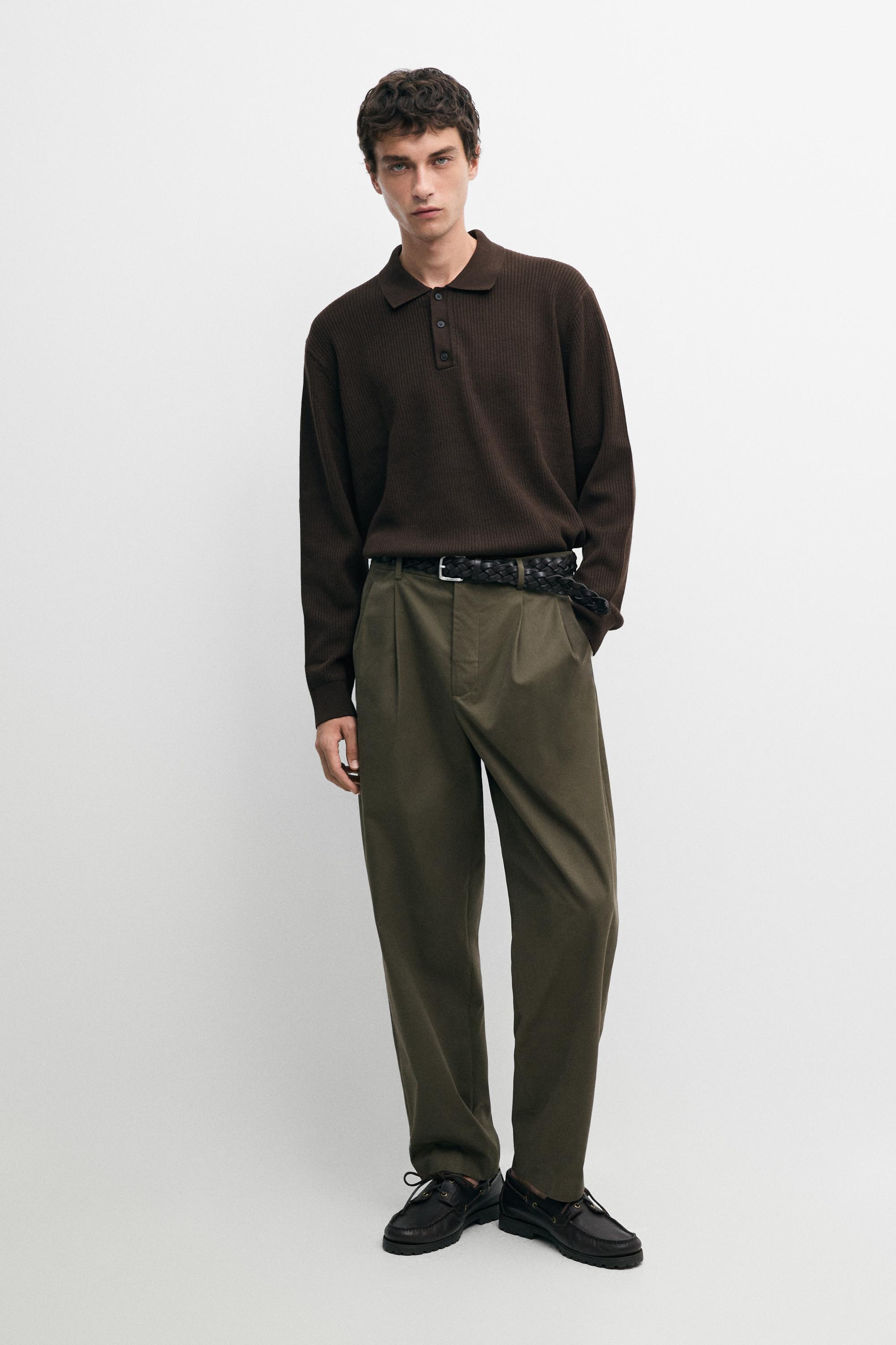 Button-detail polo knit sweater