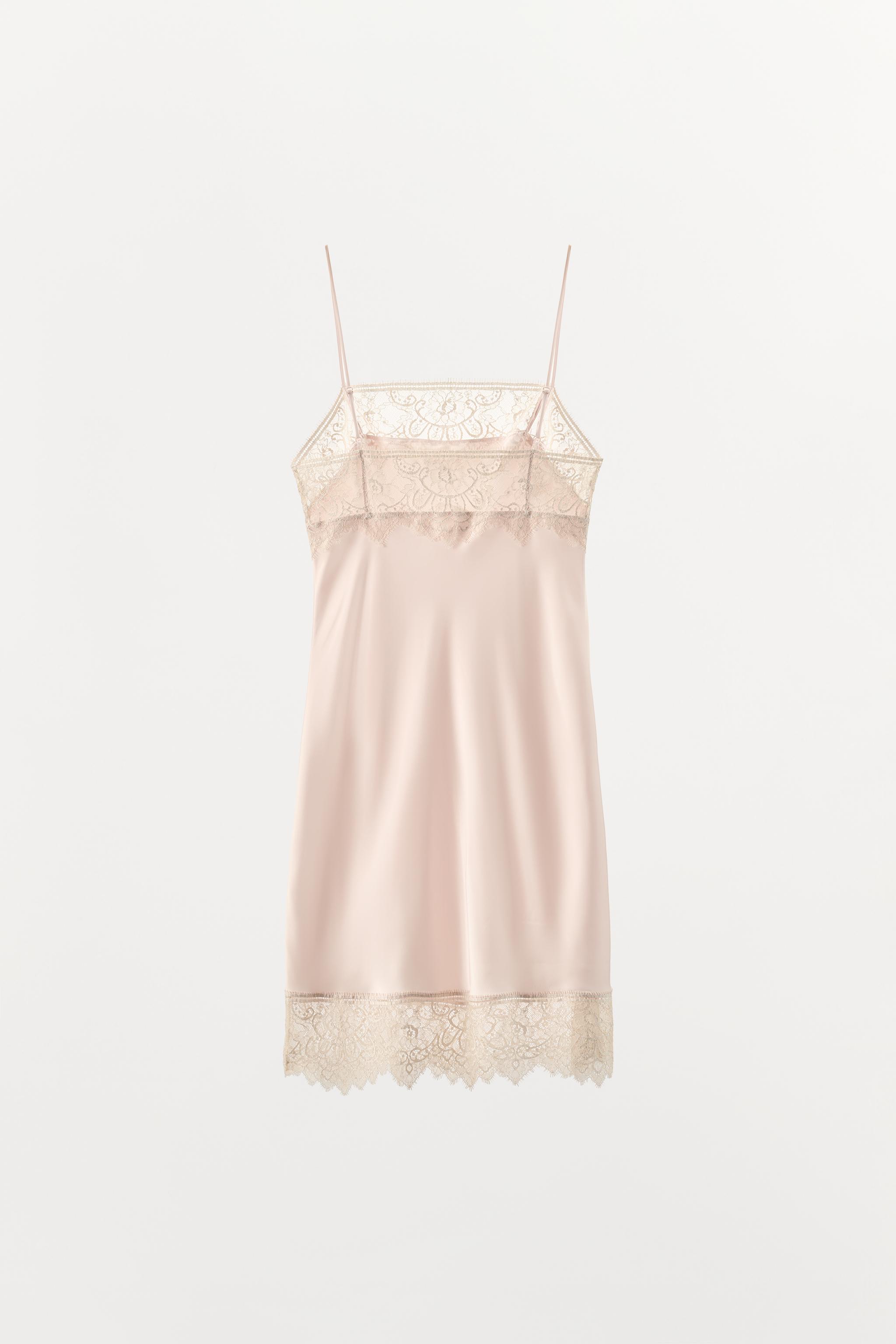 SATIN LACE SLIP DRESS