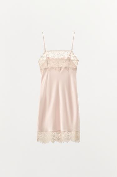 SATIN LACE CAMISOLE DRESS - Pastel pink by Zara - Image 4