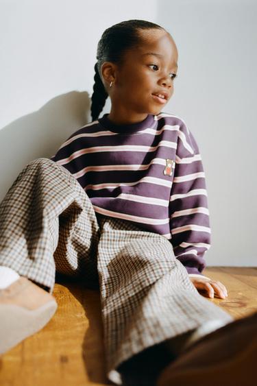 BEAR PATCH STRIPE SWEATSHIRT - Purple by Zara