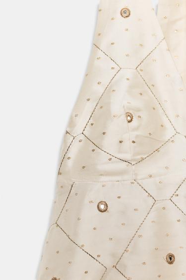 TOP EN TAFFETAS BRODERIES MIROIRS - Crème de Zara - Image 5