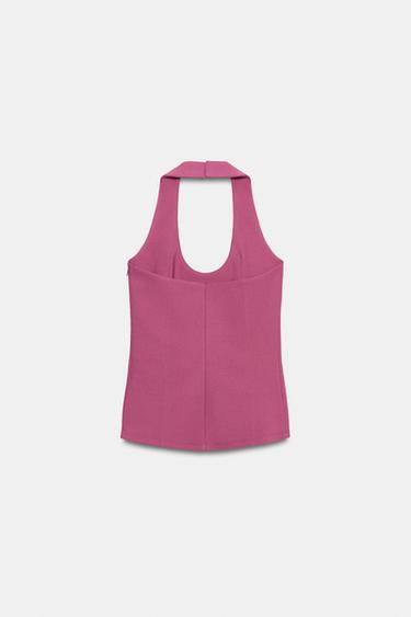 TOP HALTER EN CRÊPE - Rose / Lilas de Zara - Image 1