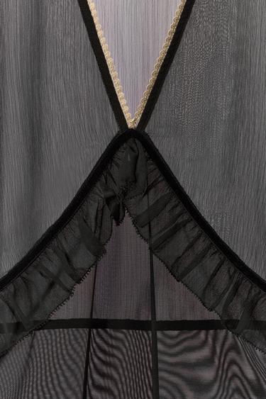 CONTRAST LACE RUFFLED BODYSUIT - Black by Zara - Image 6