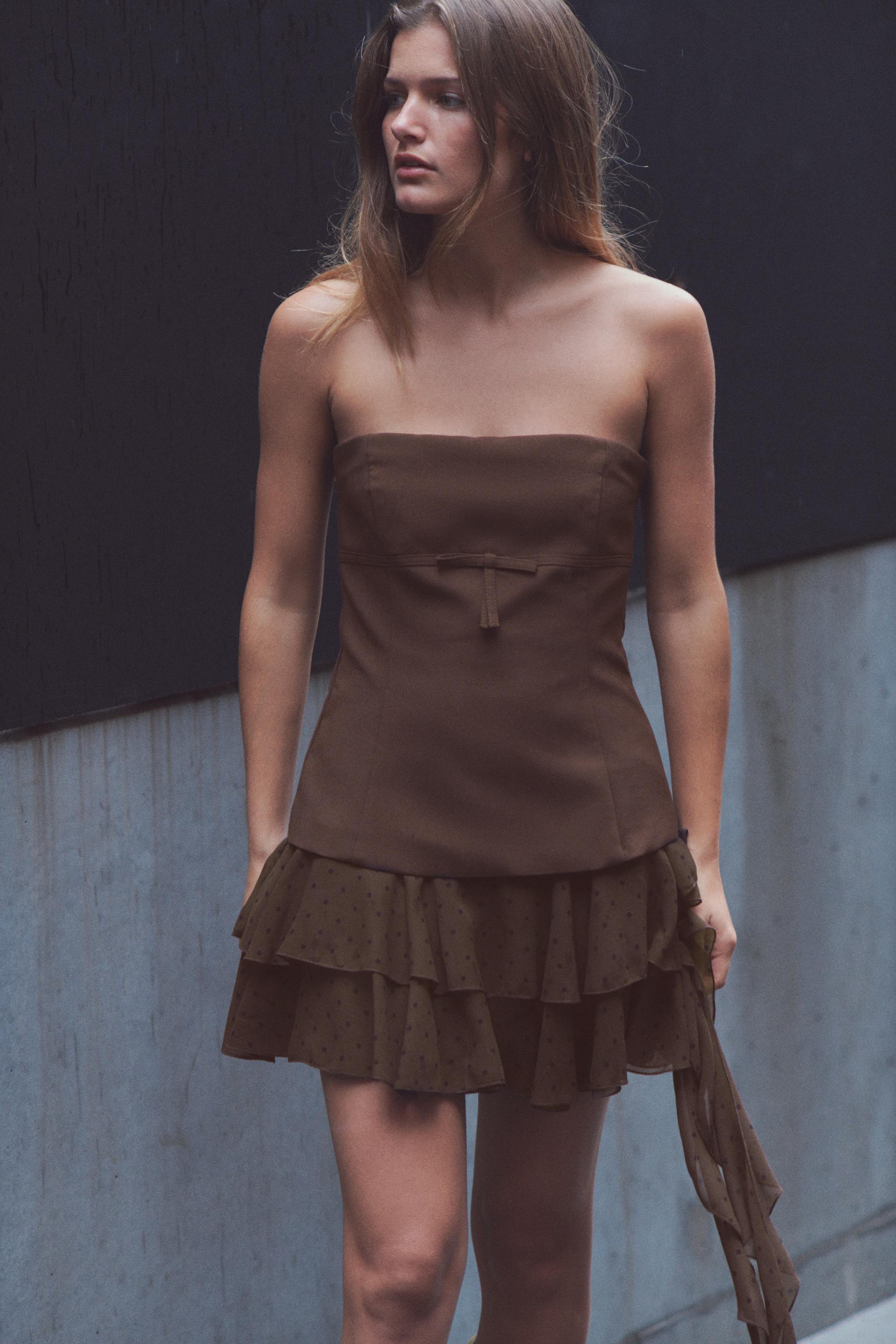 zara スコート ショートパンツ xs ミニ丈 茶色 黒 ブラウン ZARA ザラ アシンメトリースコート ショートパンツ ミニスカート
