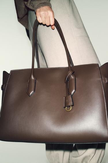 TOTE BAG DE OMBRO - Chocolate da Zara