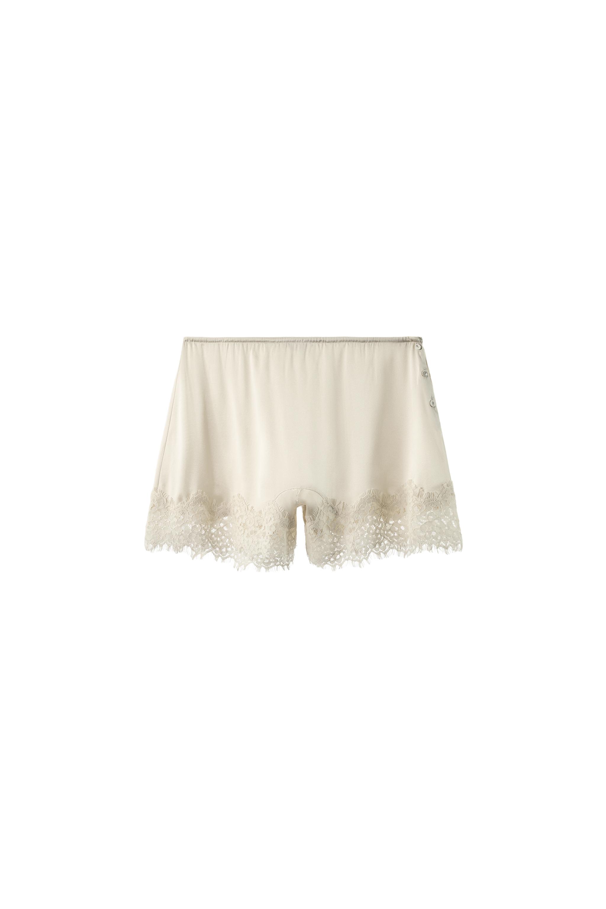 シルクブレンドレースショートパンツ - エクリュ | ZARA Japan / 日本
