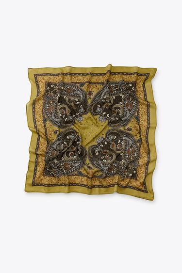 PRINTED VISCOSE SCARF - Khaki by Zara - Image 2