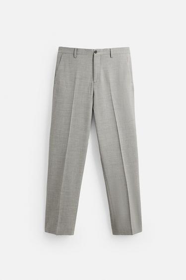 Zara TEXTURED SUIT PANTS - Sand