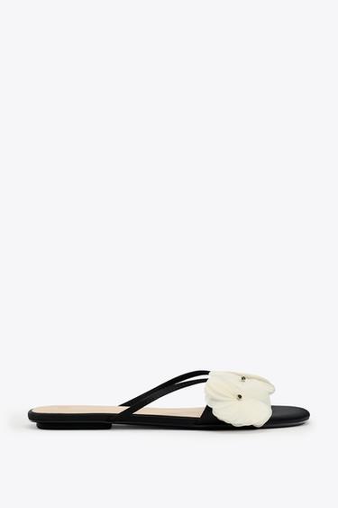 FLAT FLORAL SANDALS - Beige by Zara