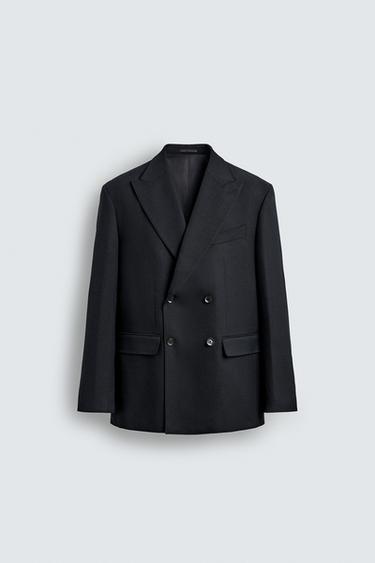 DOBBELTRADET BLAZER DRAGT - marine fra Zara