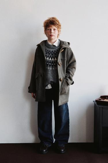 WOOL BLEND DUFFLE COAT - Taupe grey by Zara