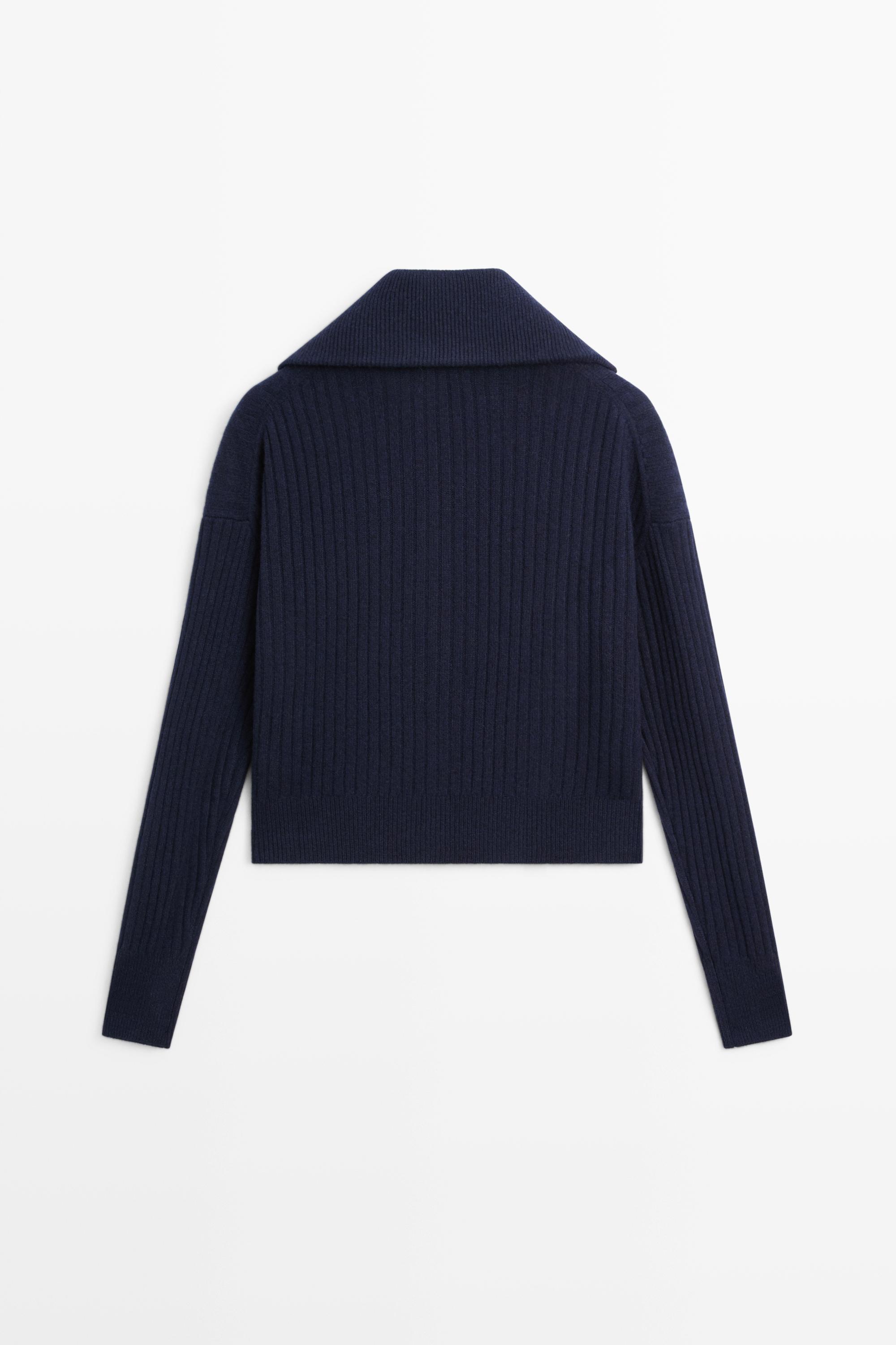 100% wool knit zip-up cardigan