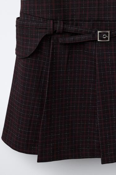 ROBE-SALOPETTE À CARREAUX - Noir de Zara - Image 3