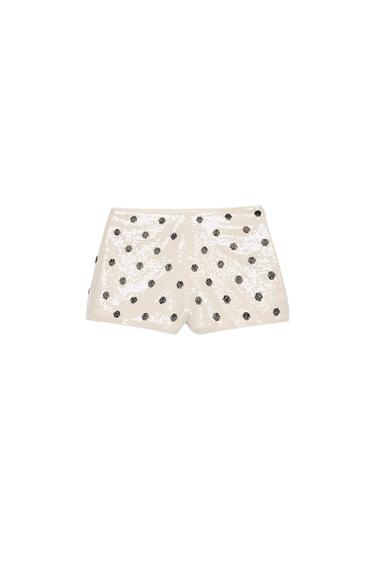 SEQUIN DOT MINI SHORTS - Black / White by Zara