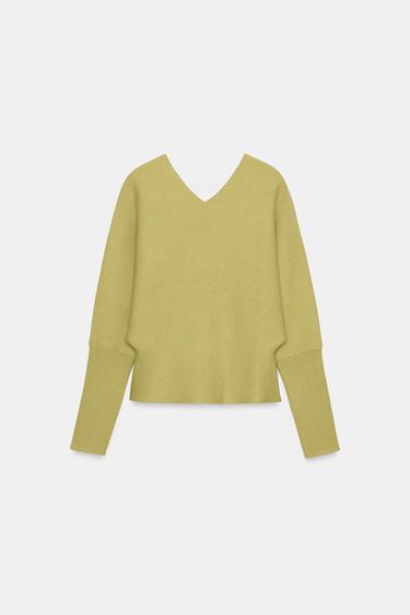 V-NECK KNIT JUMPER - Light green by Zara