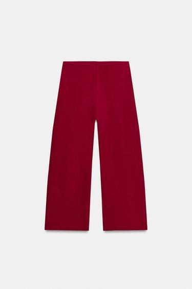 Zara WIDE LEG PANTS - Burgundy